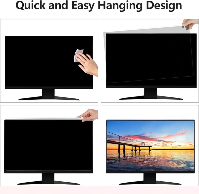 Twugs 2 Pack Computer Privacy Screen Shield Compatible for 23.6/23.8/24 Inch 16:9 Widescreen Desktop Monitor - Anti Glare & Blue Light Filter - Hanging Design for Easy On/Off - Image 2